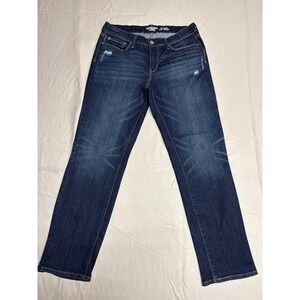 Denizen from Levi's Womens Modern Slim Cuffed Jeans Dark Wash Distressed size 10